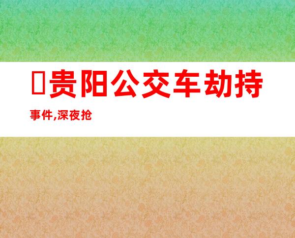 ​贵阳公交车劫持事件,深夜抢劫出租车案例