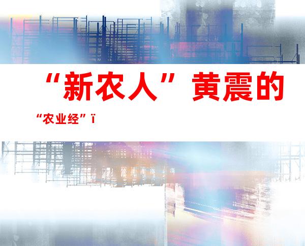 “新农人”黄震的“农业经”：郊外与都市联动激起农业新动能