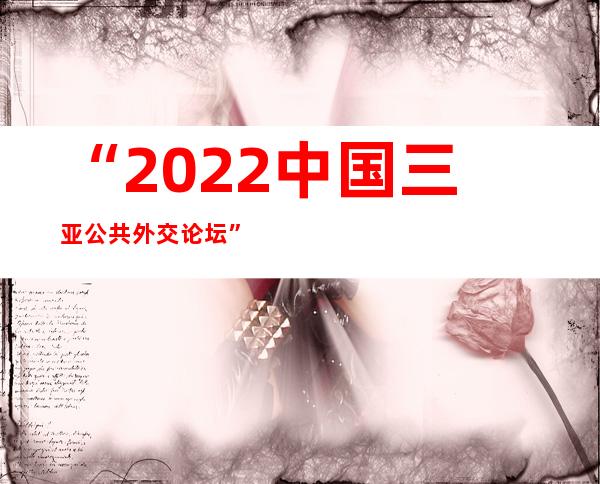 “2022中国三亚公共外交论坛”举行