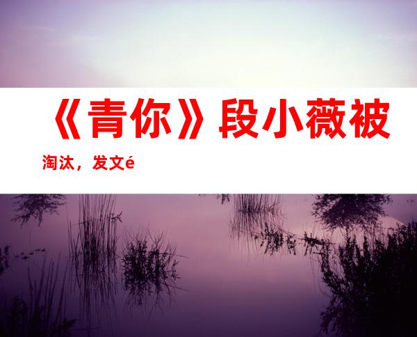 《青你》段小薇被淘汰，发文道歉引热议！