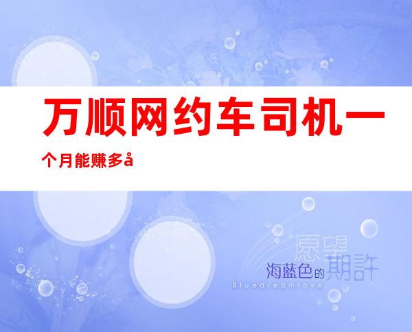 万顺网约车司机一个月能赚多少钱(万顺网约车驾驶员资格证怎么办理)