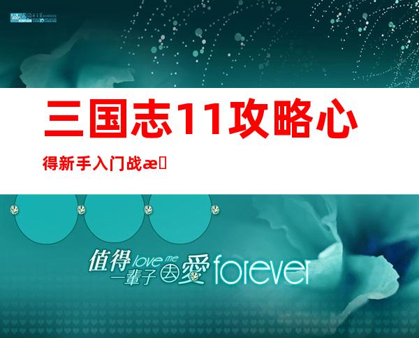 三国志11攻略心得新手入门战攻略详解