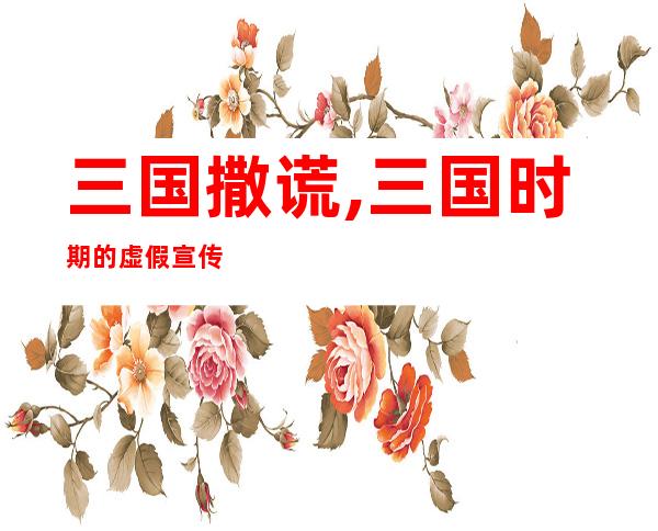 三国撒谎,三国时期的虚假宣传