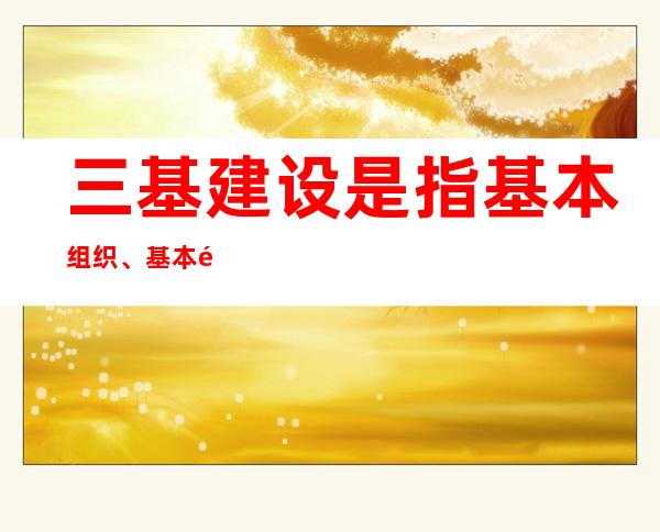 三基建设是指基本组织、基本队伍，三基建设基础指的是,基础理论