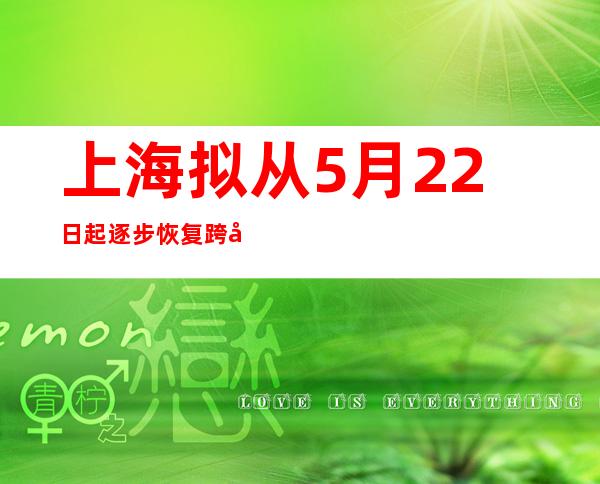 上海拟从5月22日起逐步恢复跨区公共交通