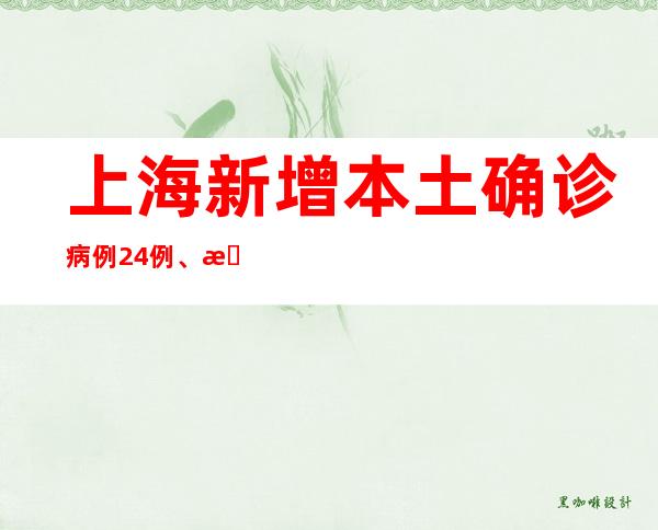 上海新增本土确诊病例24例、无症状感染者454例