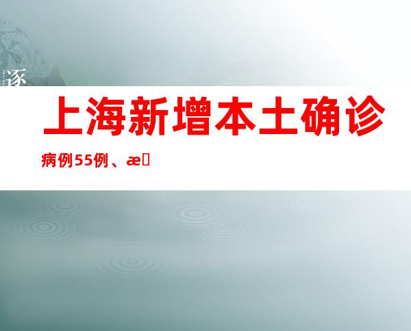 上海新增本土确诊病例55例、无症状感染者503例