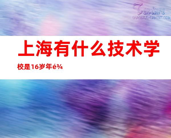 上海有什么技术学校是16岁年龄可以学技术的（初中毕业上海有什么技术学校）