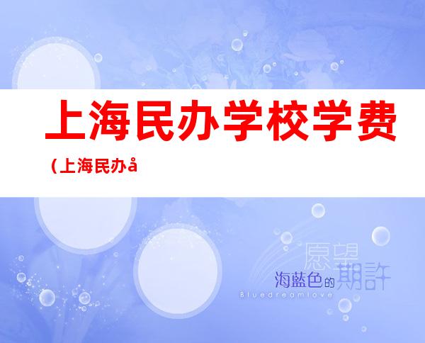 上海民办学校学费（上海民办学校）