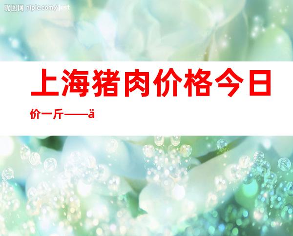 上海猪肉价格今日价一斤——上海猪肉批发价格行情