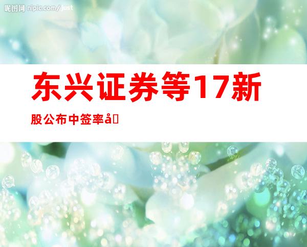 东兴证券等17新股公布中签率 冻资1.5万亿