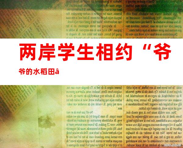 两岸学生相约“爷爷的水稻田”：感悟“粒粒皆辛苦”