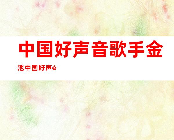 中国好声音歌手金池 中国好声音金池个人资料