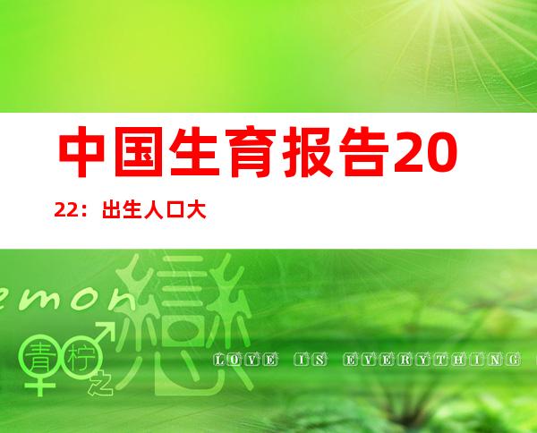 中国生育报告2022：出生人口大幅下降，加大鼓励生育力度