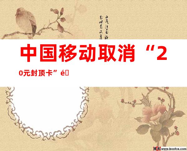 中国移动取消“20元封顶卡”遭消费者抵制