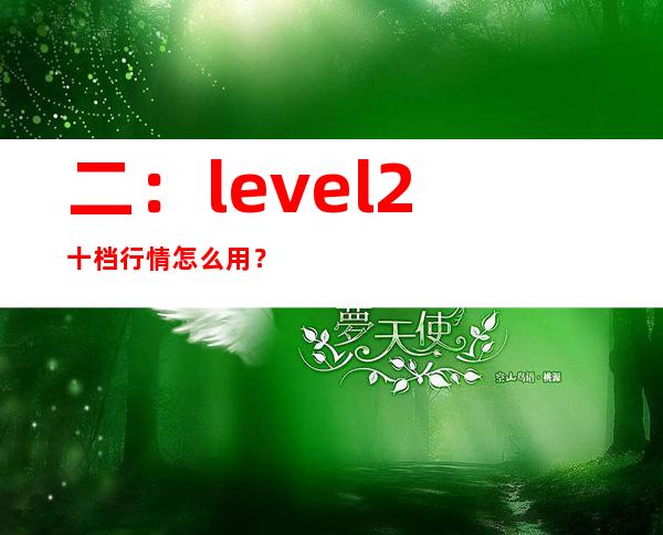 二：level2十档行情怎么用？