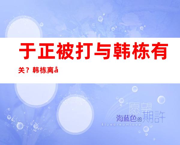 于正被打与韩栋有关？韩栋离开内幕起底！