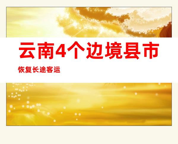 云南4个边境县市恢复长途客运业务