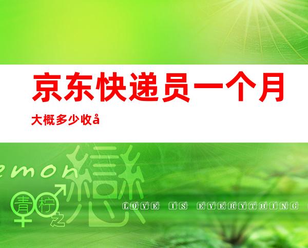 京东快递员一个月大概多少收入（广州京东快递员收入怎么样）