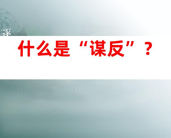 什么是“谋反”？