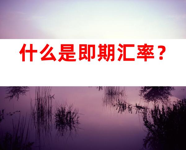 什么是即期汇率？