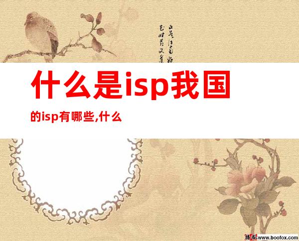 什么是isp我国的isp有哪些,什么是isp用户名和密码