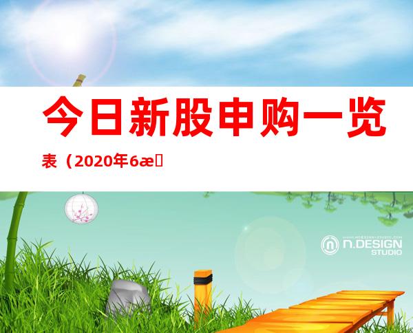 今日新股申购一览表（2020年6月16日）附打新攻略