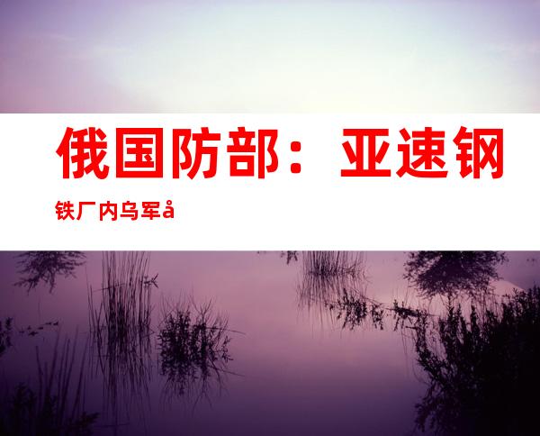 俄国防部：亚速钢铁厂内乌军全部缴械 俄军完全控制马里乌波尔