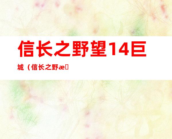 信长之野望14 巨城（信长之野望13巨城）