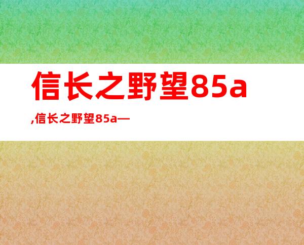 信长之野望85a,信长之野望85a——权力争夺战