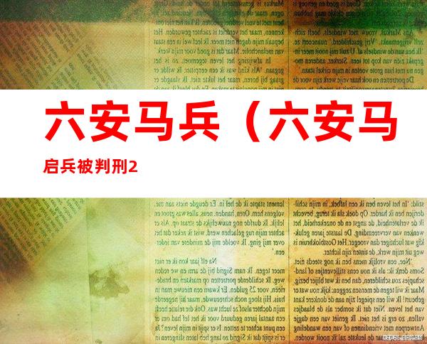 六安马兵（六安马启兵被判刑20年）