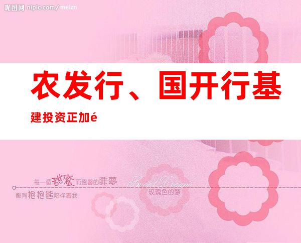 农发行、国开行基建投资正加速：“铁公基”仍是重头戏 国有大行纷纷跟进