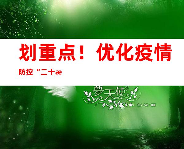 划重点！优化疫情防控“二十条”来了