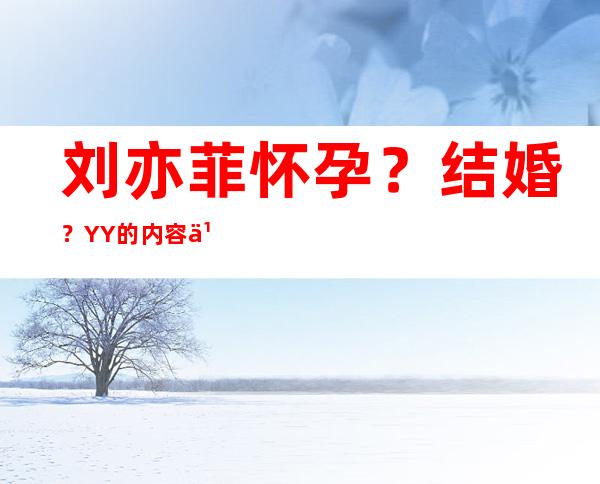 刘亦菲怀孕？结婚？YY的内容也能叫证据！