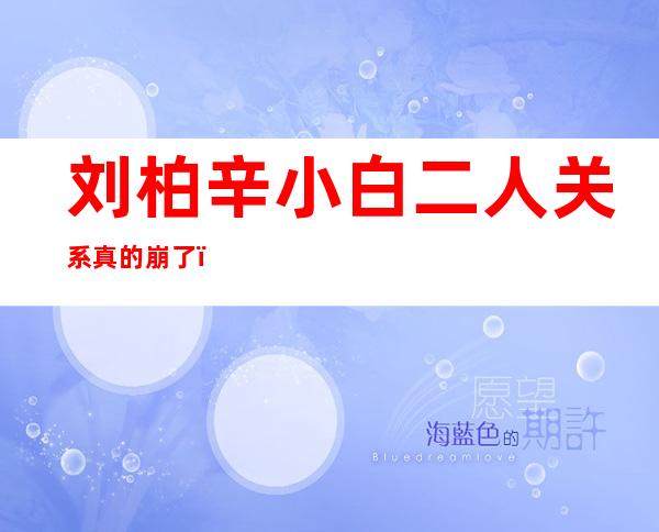 刘柏辛小白二人关系真的崩了？二人真实关系起底！