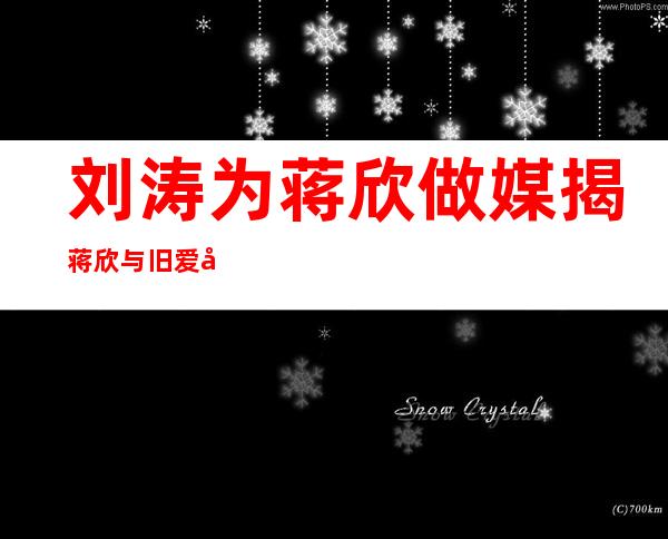 刘涛为蒋欣做媒 揭蒋欣与旧爱叶祖新分手真实内幕