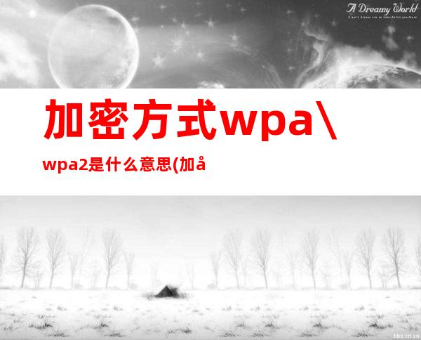 加密方式wpa\/wpa2是什么意思(加密方式wpa\/wpa2如何破解)