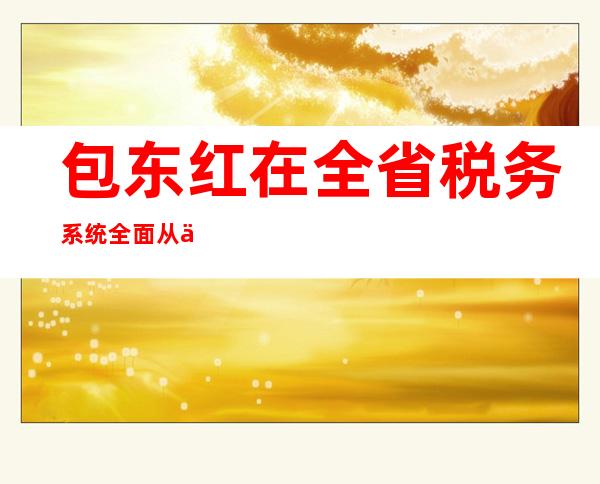 包东红在全省税务系统全面从严治党（包东红说用标准化压制自由裁量权）