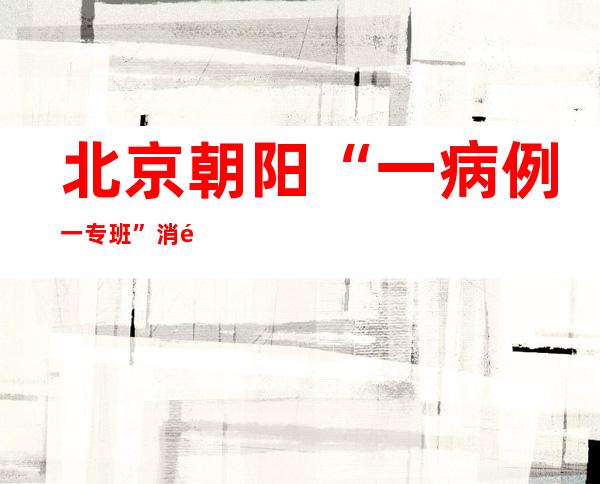 北京朝阳“一病例一专班”消除风险隐患 新增密接2457人