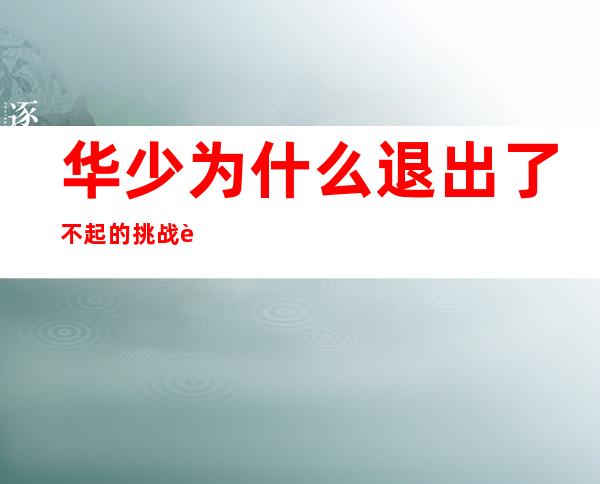 华少为什么退出了不起的挑战 这是档期问题还是内部关系闹僵