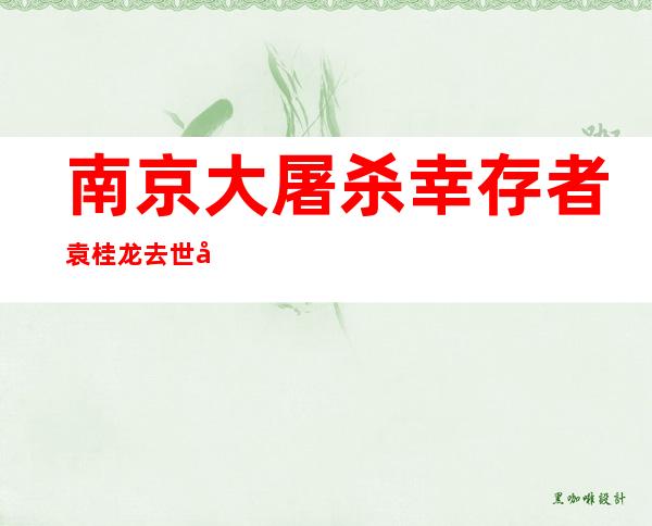 南京大屠杀幸存者袁桂龙去世 在册在世幸存者仅存51位