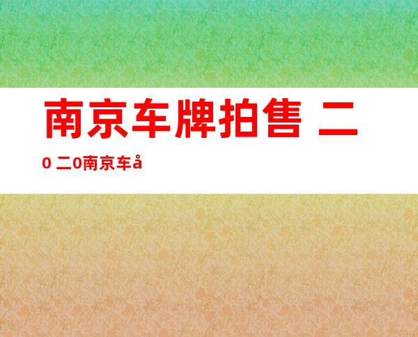 南京车牌拍售 二0 二0 南京车商标 法院否以拍售吗？