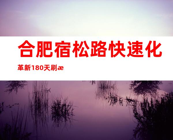 合肥宿松路快速化革新 180天刷新合肥交通建设新速率