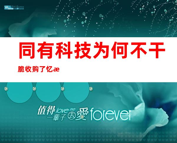 同有科技为何不干脆收购了忆恒创源？