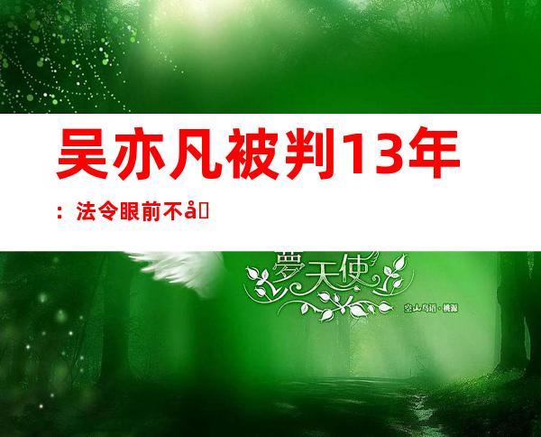 吴亦凡被判13年：法令眼前不克不及有“顶流”