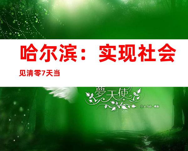 哈尔滨：实现社会见清零7天 当令动态调整疫情防控措施