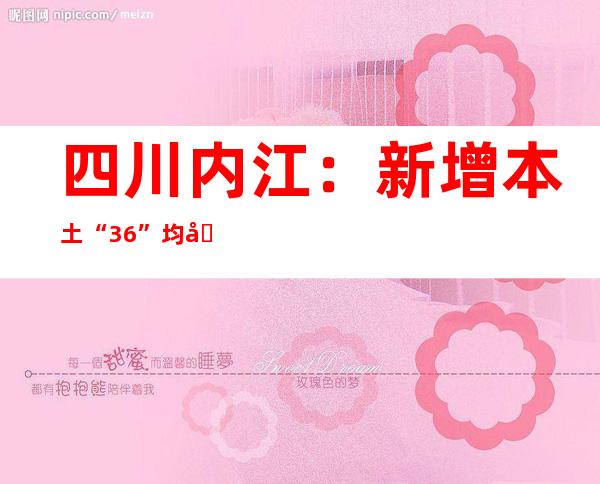 四川内江：新增本土“3+6” 均在断绝管控职员中发明