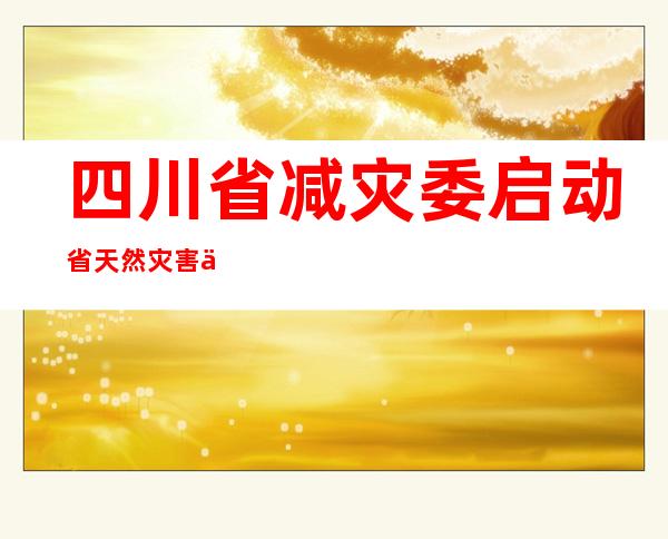 四川省减灾委启动省天然灾害一级救助应急相应