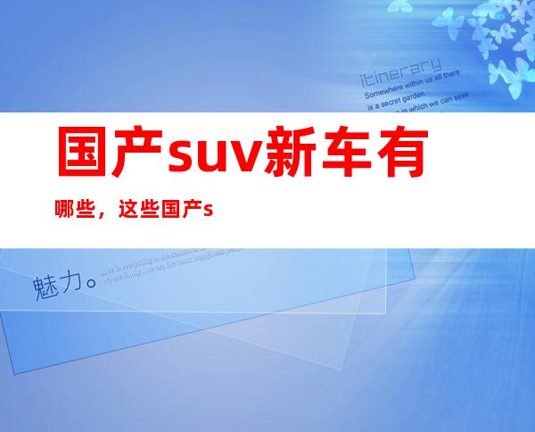 国产suv新车有哪些，这些国产suv新车价格是多少