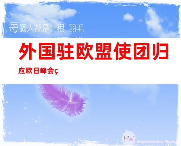 外国驻欧盟使团归应欧日峰会结合 声亮涉华内容：猛烈 没有谦战脆决否决 